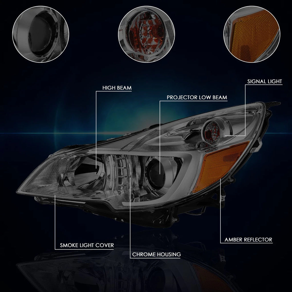 Projector Headlights for Subaru Outback/Legacy (2010–2014) Smoked Housing Amber Corner