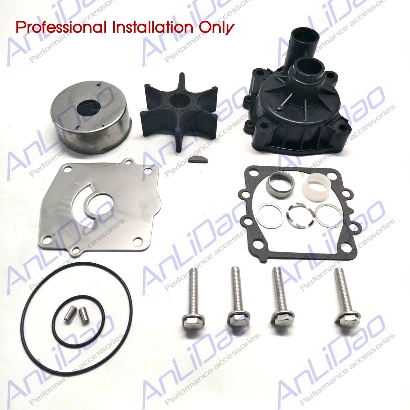 Water Pump Impeller Kit & Spacer Collar for Yamaha 150 175 200 250 (61A-W0078-A2)