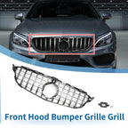Front Upper Bumper Grille for Mercedes-Benz C180 Chrome Silver Tone