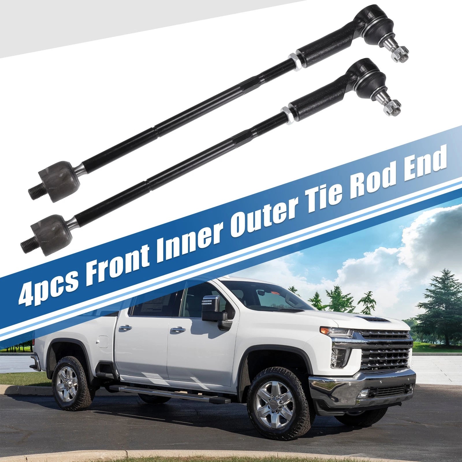 Set of 4 Front Inner Outer Tie Rod End Links for Ford Escape (2009–2012)