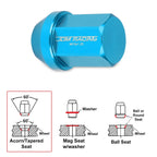 20Pc M12X1.25 Sky Blue JDM Closed End Acorn Wheel Lug Nuts + Extension 25mmx35mm