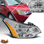 Right Side Headlight Lamp Chrome/Amber for Ford Focus (2008–2011)