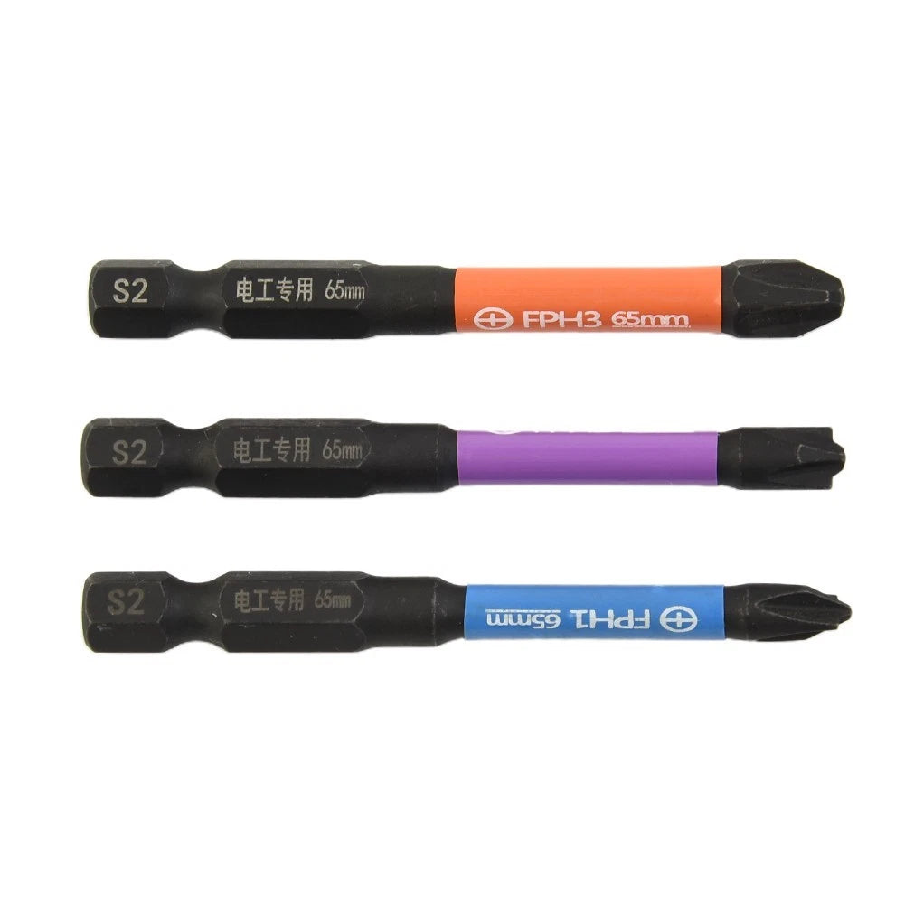 3X Slotted Screwdriver Bit 65mm Alloy Steel for Automotive Use