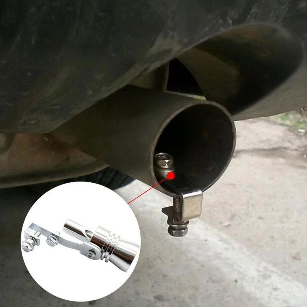 Turbo Muffler Sound Tips for Universal Vehicles (Silver/Black)