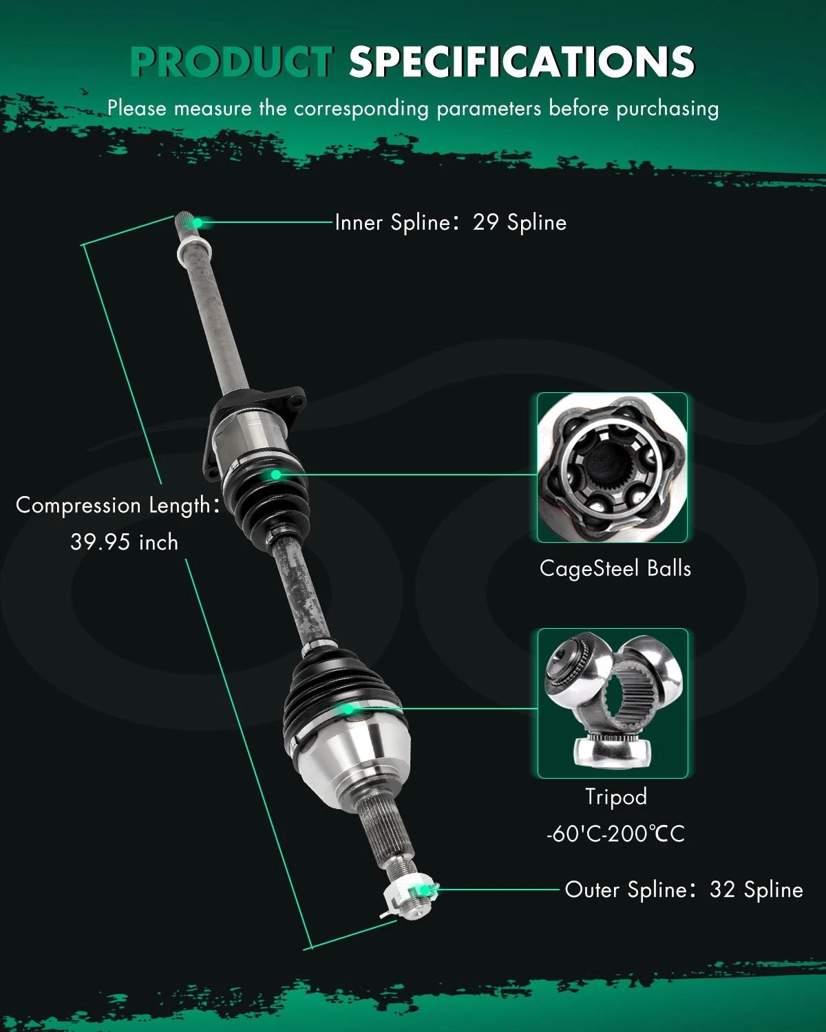 CV Axle Shaft Assembly for Nissan Maxima 3.5L (2009–2014)