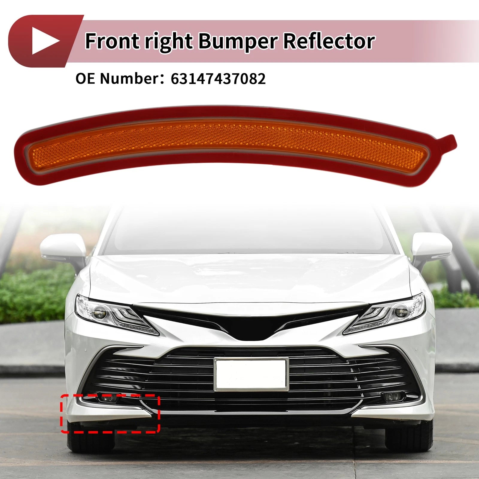 1 pcs Front Right Bumper Reflector No.63147437082 for BMW X6 (2020–2022)