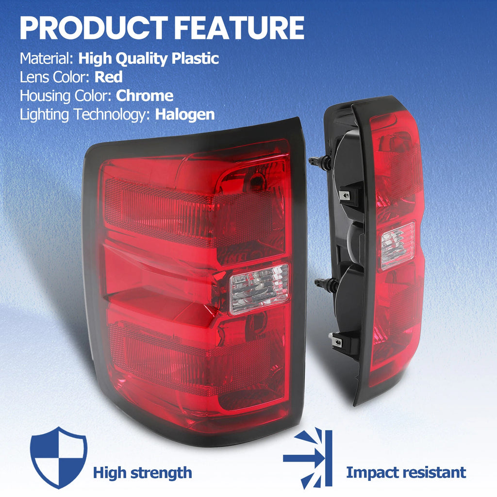 Set of 2 Rear Tail Lights for Chevy Silverado 1500 2500 3500 (2014–2018)