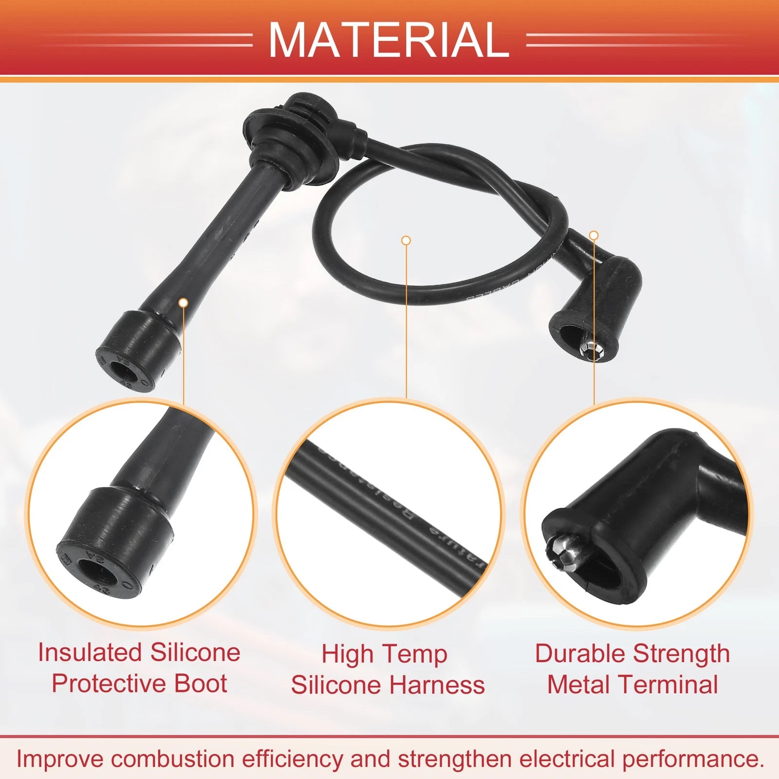 Set of 4 Spark Plug Wire Ignition Coil Cables No.B6BF18140A for Mazda MX-3 (1994–1996)