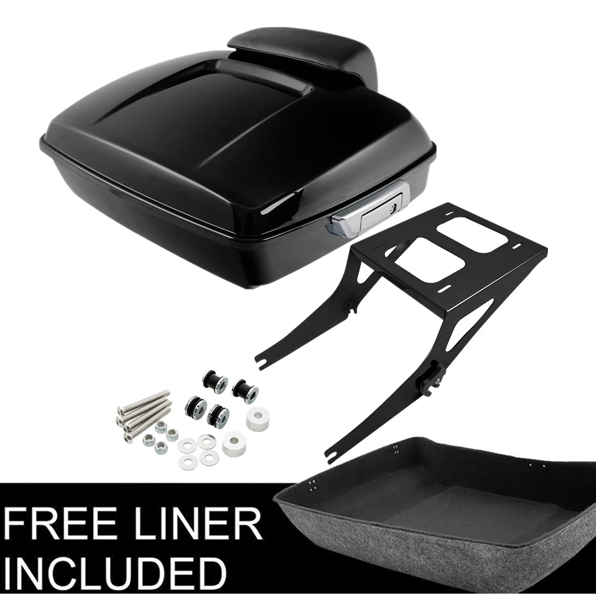 Chopped Trunk Backrest Mount Rack Docking Kit for Harley Fatboy FLSTF (2008–2016)