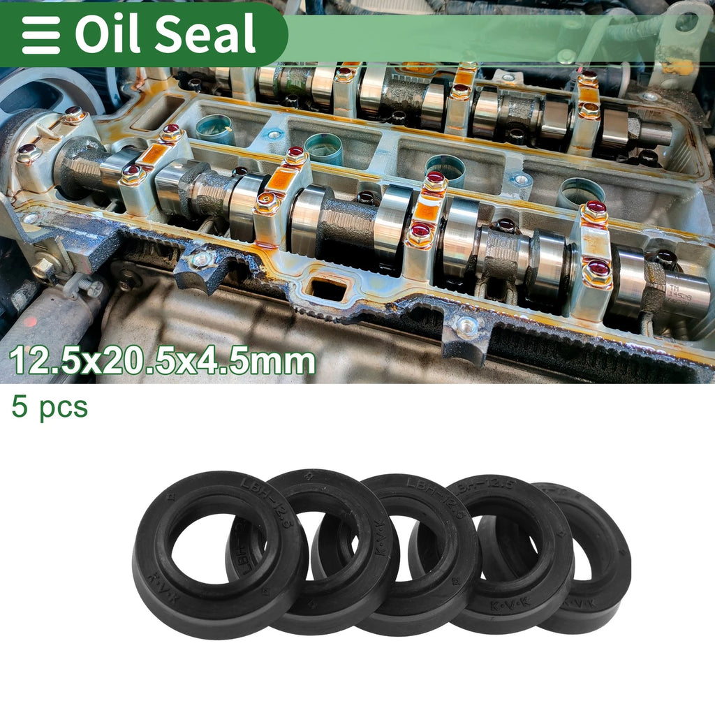 Set of 5 Oil Seal Rotary Shaft Seal NBR Rubber 12.5x20.5x4.5mm