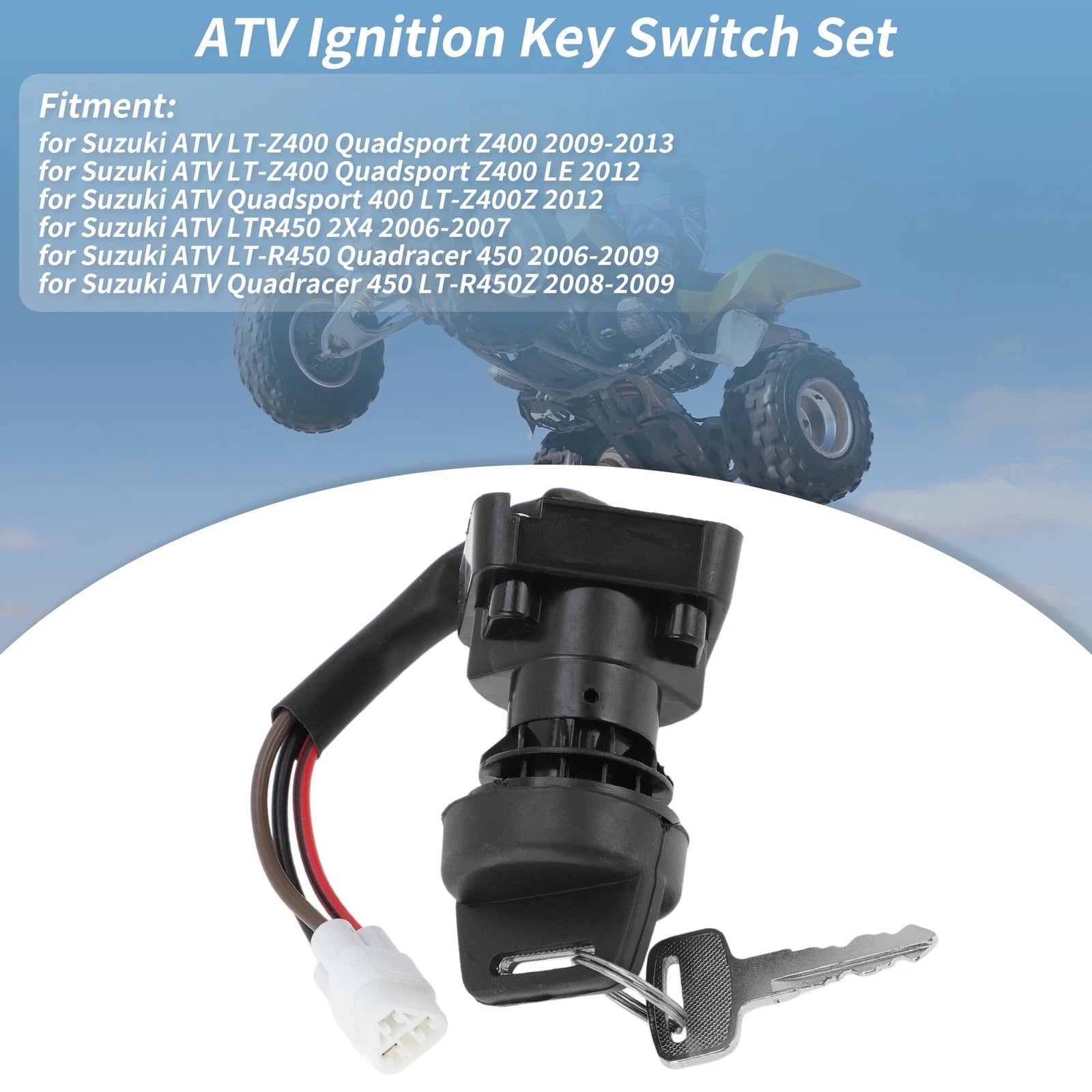 Ignition Key Switch for Suzuki LTR450 (2006–2009), LTZ400 (2009–2013)