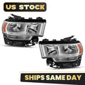 Halogen Headlight Pair for Ram 2500 3500 (2019–2024) W/ Bulb W/ Chrome Bezel