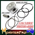 Piston Rings Kit 52.5mm 13mm for 110cc 125cc Quad Dirt Bike ATV Buggy