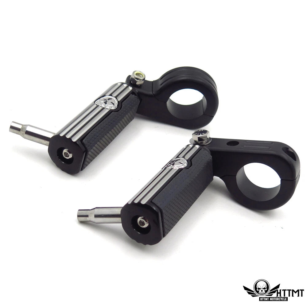 1.25" 32mm Black Skull Gear Foot Pegs for Harley Touring