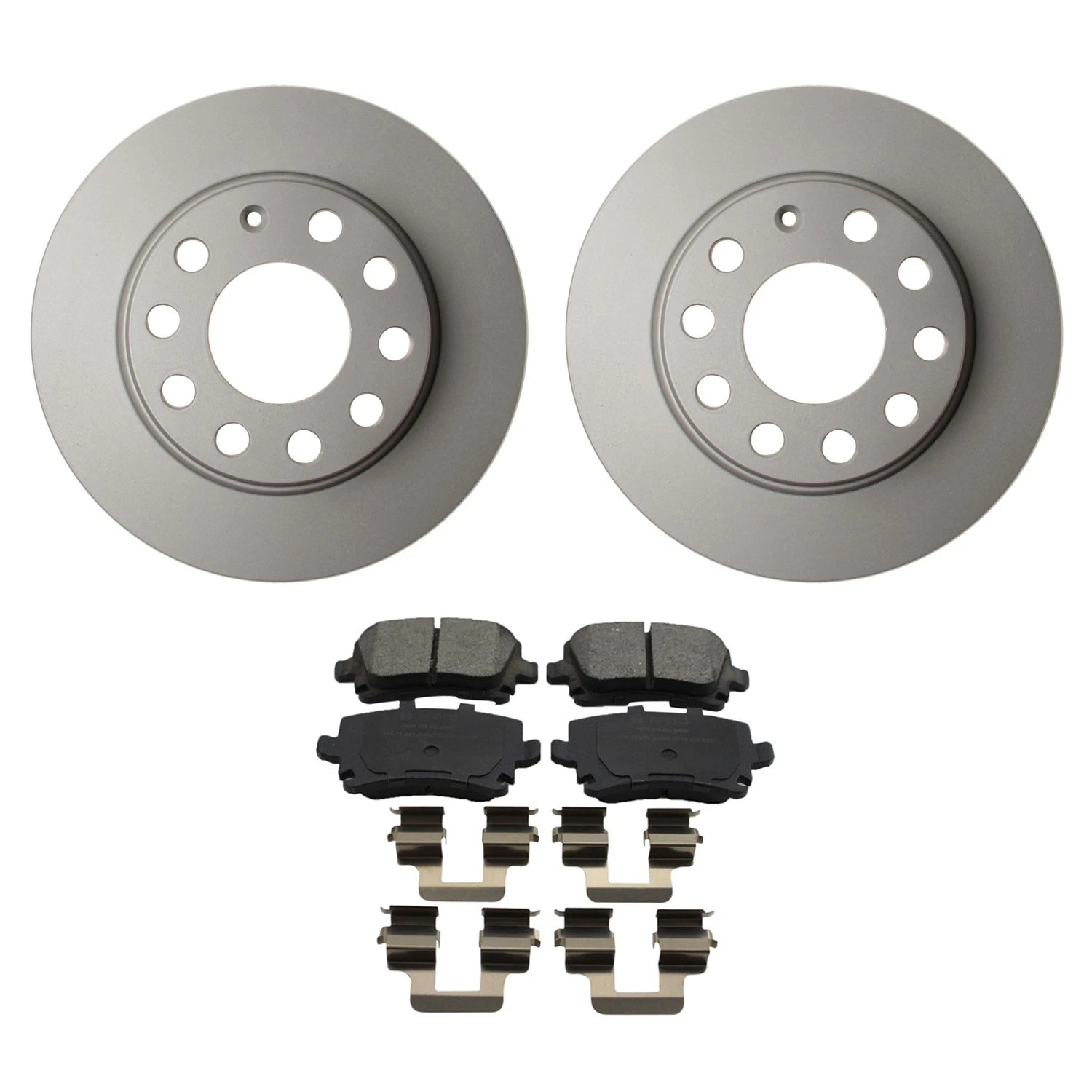 Rear Rotors & Bosch QuietCast Ceramic Brake Pads Kit for Audi A4 (2002–2008)