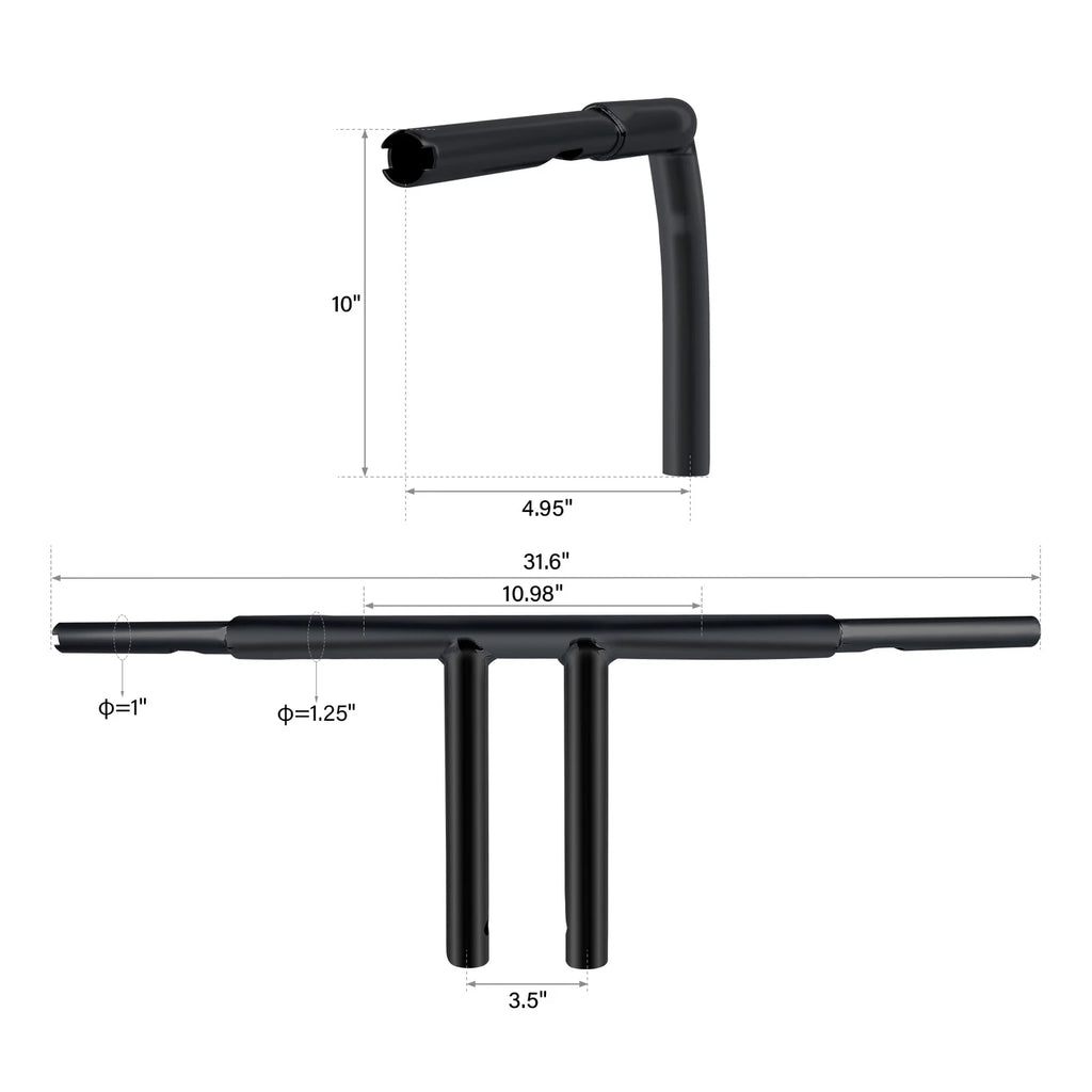 10" Rise T-Bars Handlebar for Harley Sportster Dyna (Custom, Low Rider)
