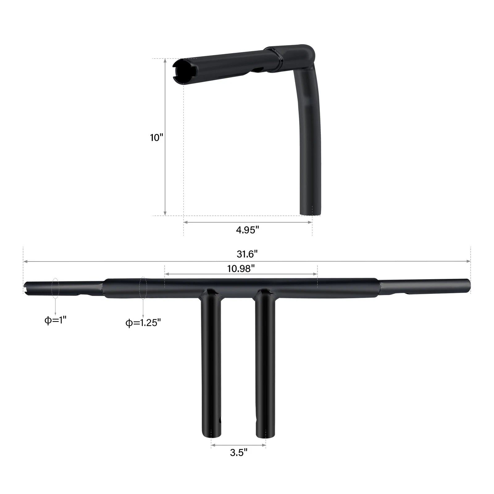 10" Rise T-Bars Handlebar for Harley Sportster Dyna (Custom, Low Rider)