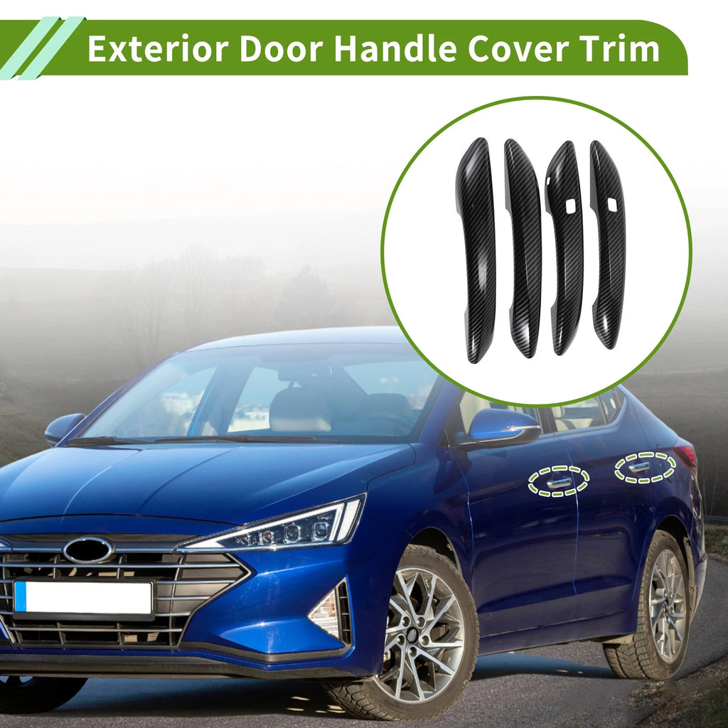 Exterior Door Handle Cover Trim for Hyundai Elantra (2021–2024) Carbon Fiber Black