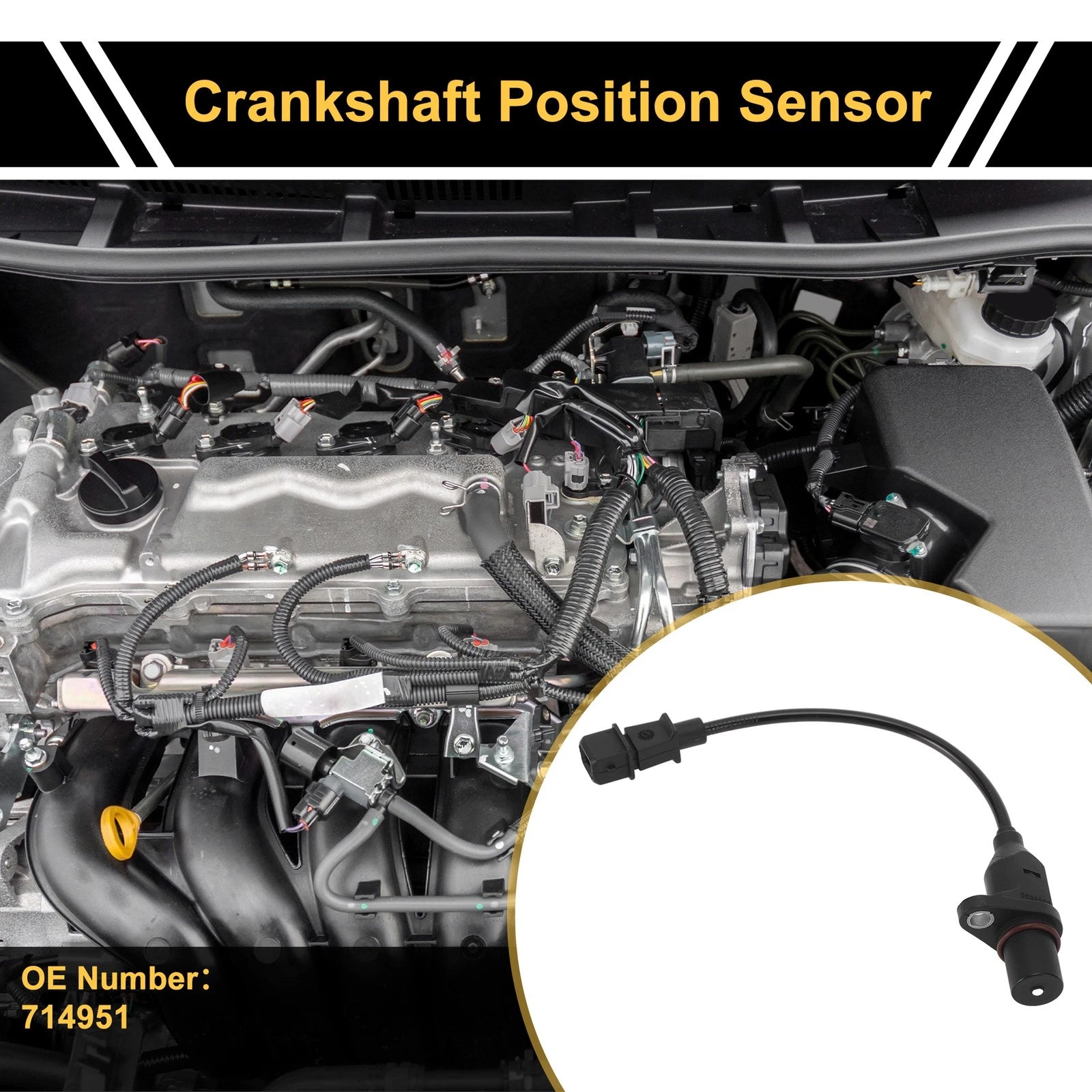 1 Pc Crankshaft Position Sensor No.714951 for Hyundai Accent (2003–2004)