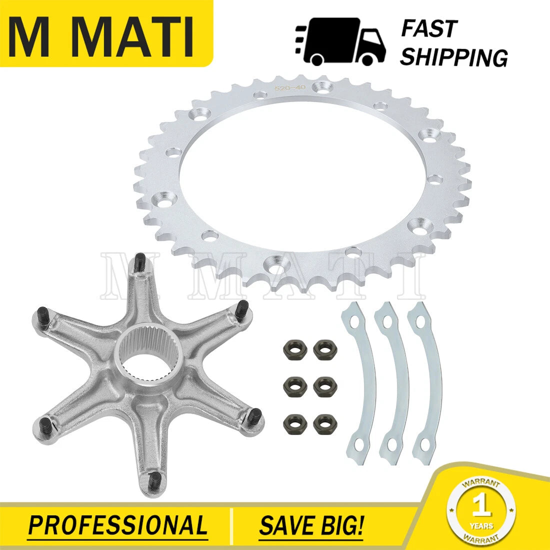 Rear Sprocket Hub Mount Axle for Yamaha Warrior 350 (1989–2004) 3GD-25386-00-00