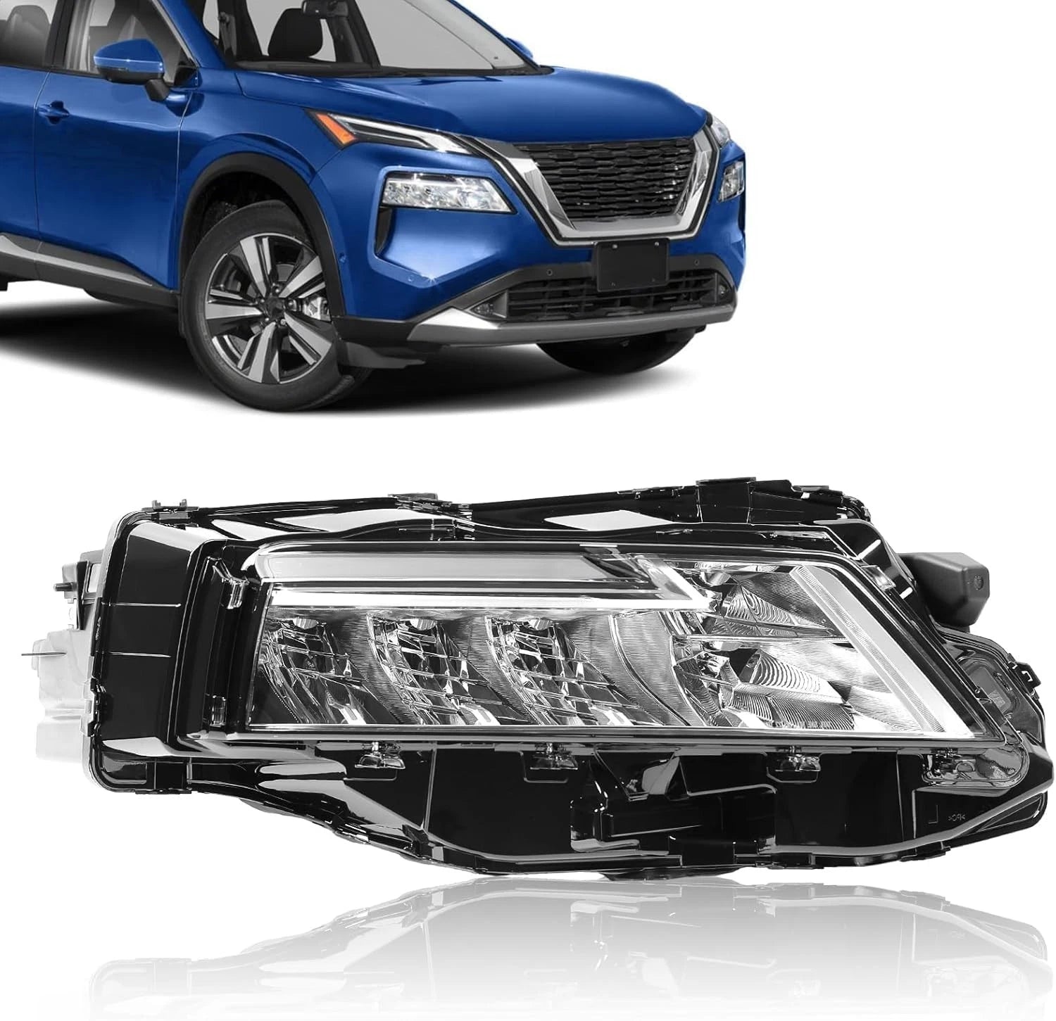 Headlight Headlamp Chrome LED for Nissan Rogue SL|SV (2021–2023) Right Side
