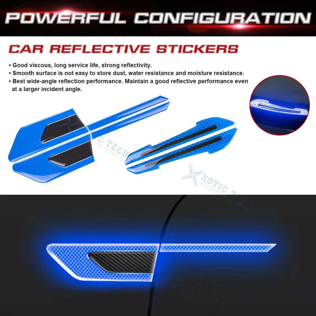 Blue Reflective Rearview Side Mirror & Door Warning Stickers for Universal