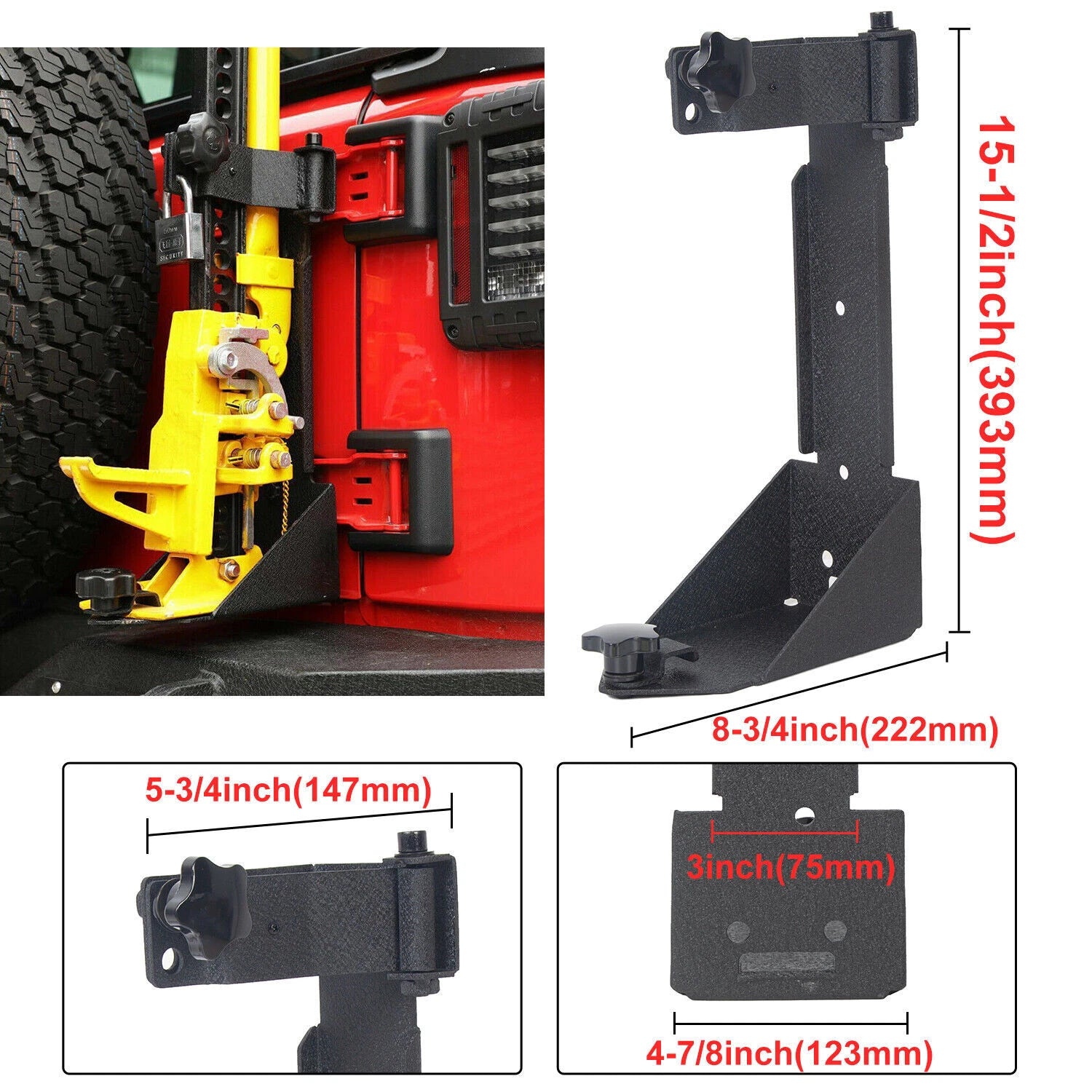 Rear Door High Lift Jack Mount Bracket for Jeep Wrangler JK (2007–2018)