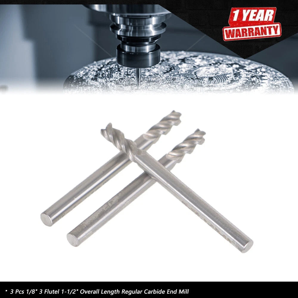3 Pcs 3/8" Carbide End Mill for Automotive Applications