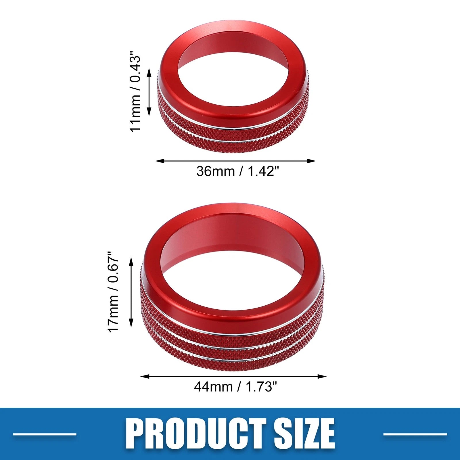 Set of 3 AC Radio Switch Knob Cover Decals for Dodge Durango (2014–2020) Red