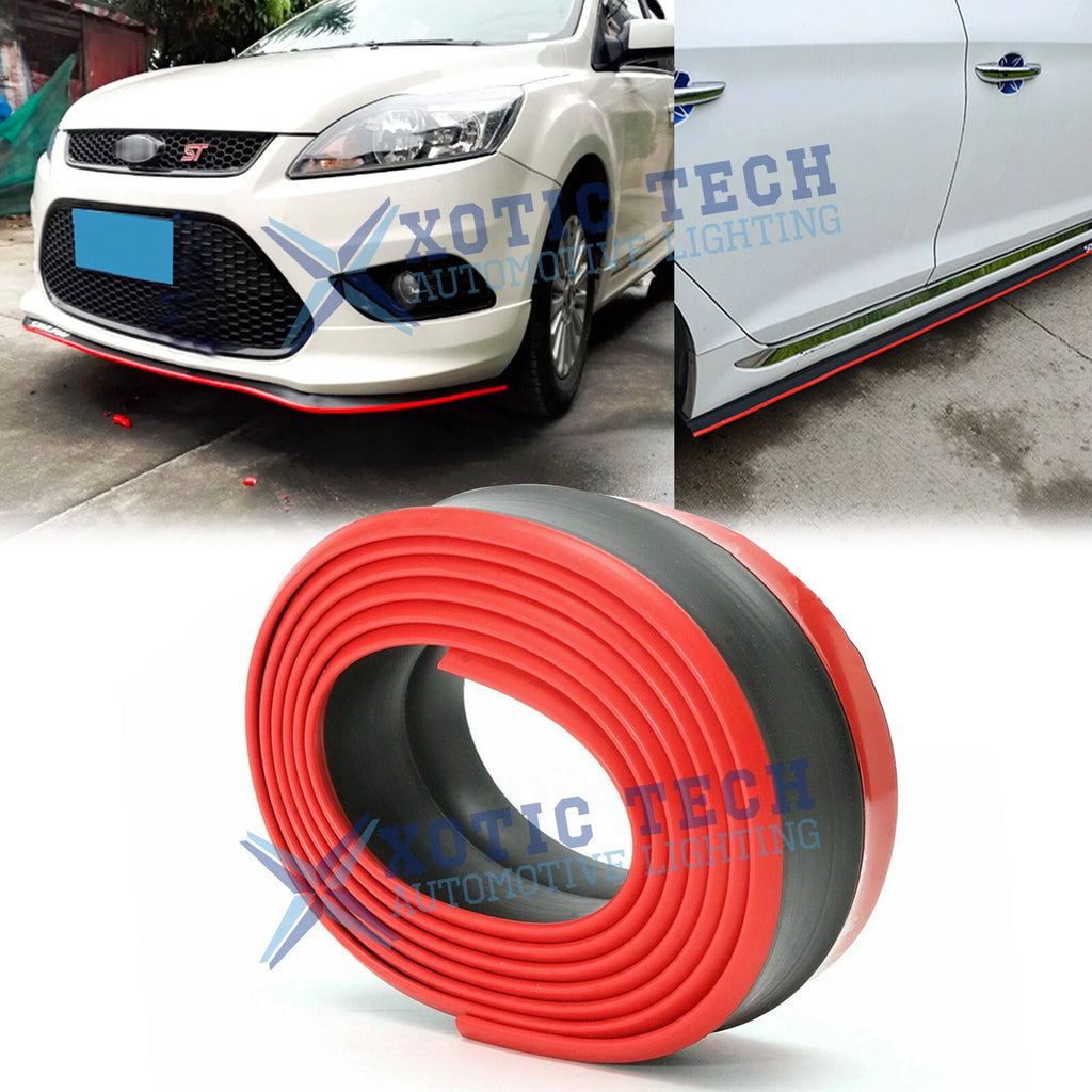 8ft Black Red Bumper Spoiler Lip Splitter for Universal (Universal, 2020–2024)