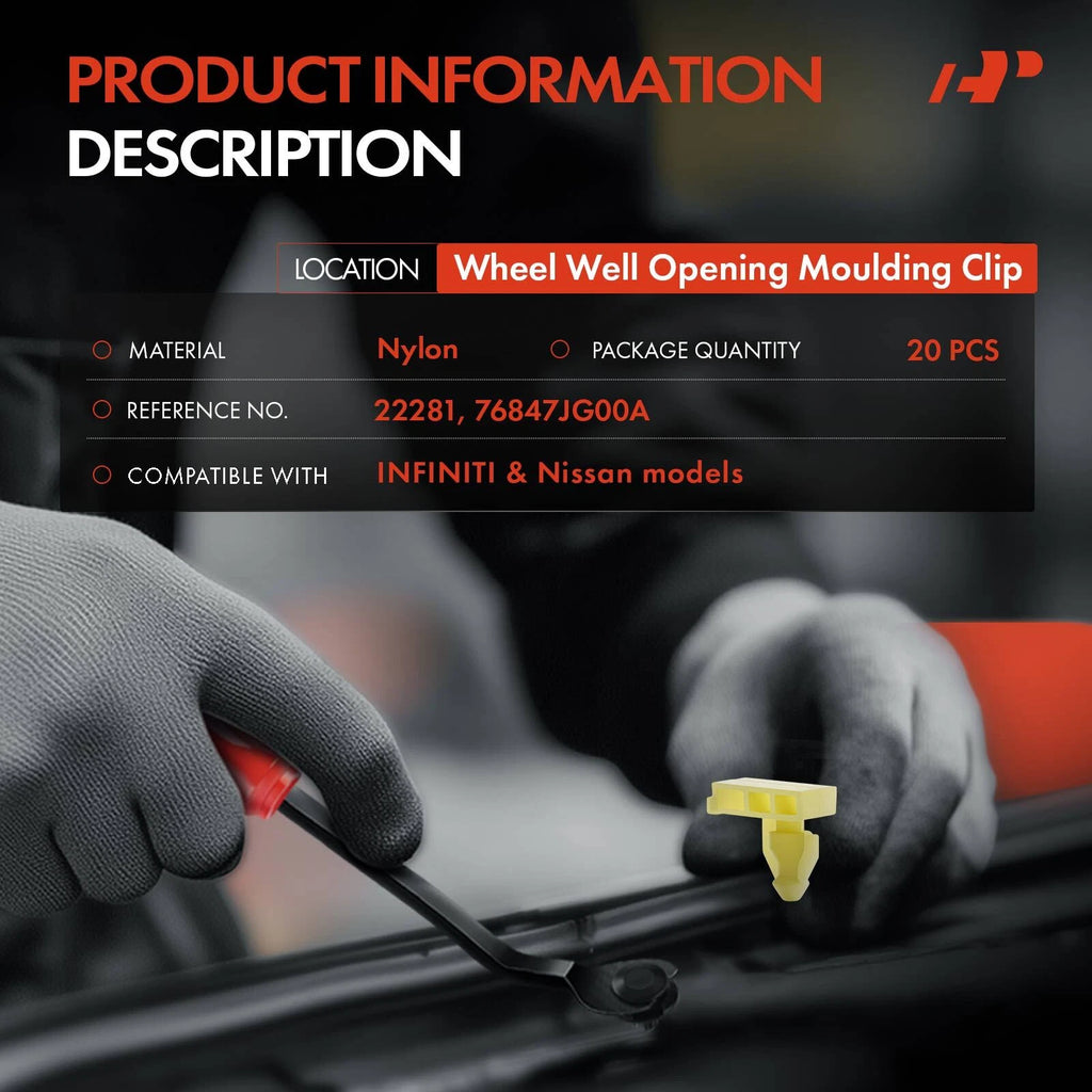 20Pcs Wheel Well Opening Moulding Clip for Nissan Infiniti