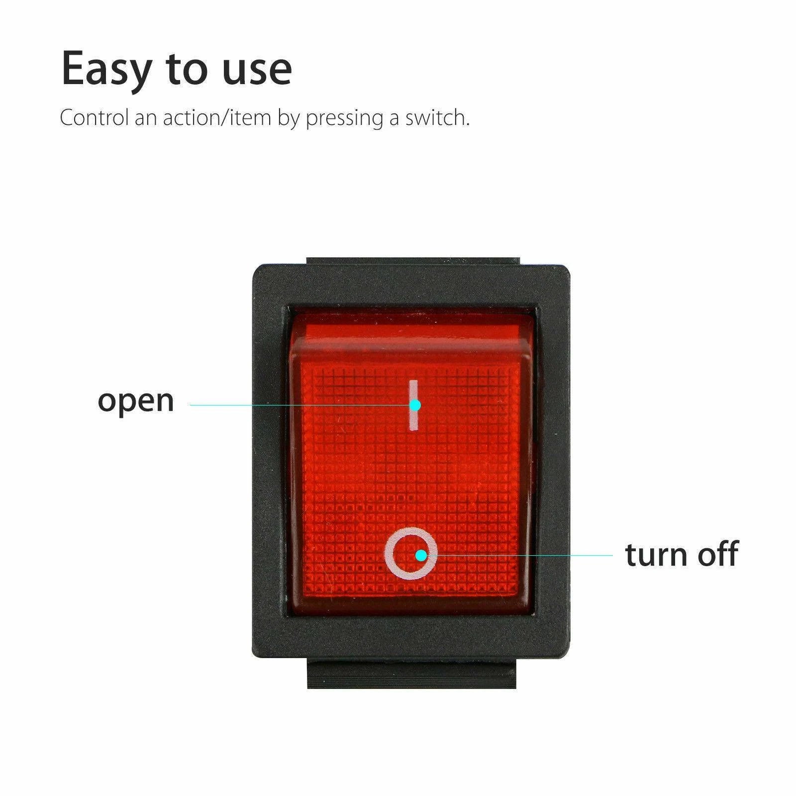 2 Pcs Red Rocker Switch DPST ON/OFF 16A 250V 20A 125V 4 Pin for Universal