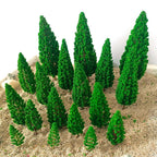 18Pcs Mixed Model Tree Scenery Parts for Railroads & Train Diorama