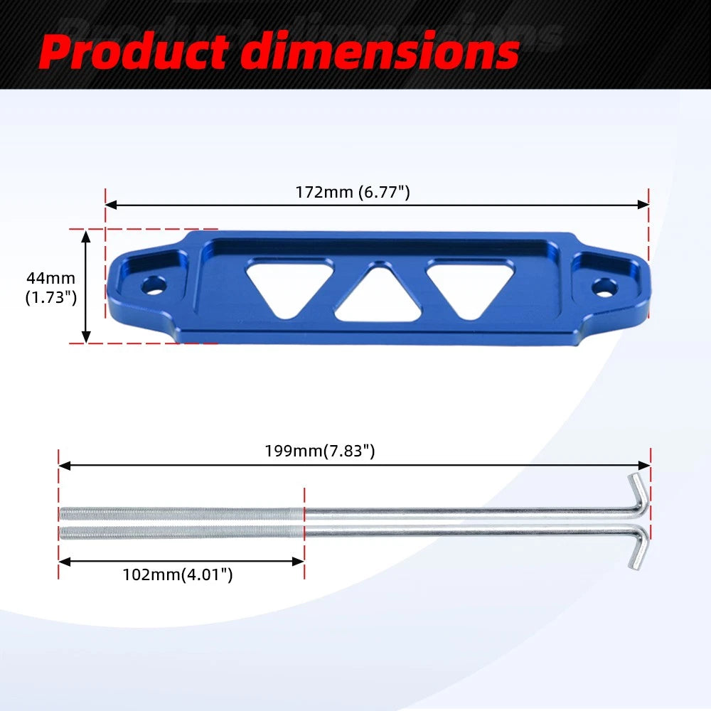 Blue JDM Battery Hold Tie Down w/ J-Hooks for Honda Civic EG EK S2000 (1992–2005)