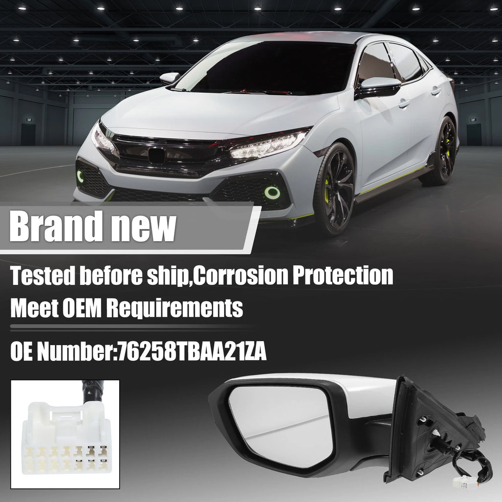 5 Pin Left Side Exterior Door Mirror Assembly for Honda Civic (2016–2020)