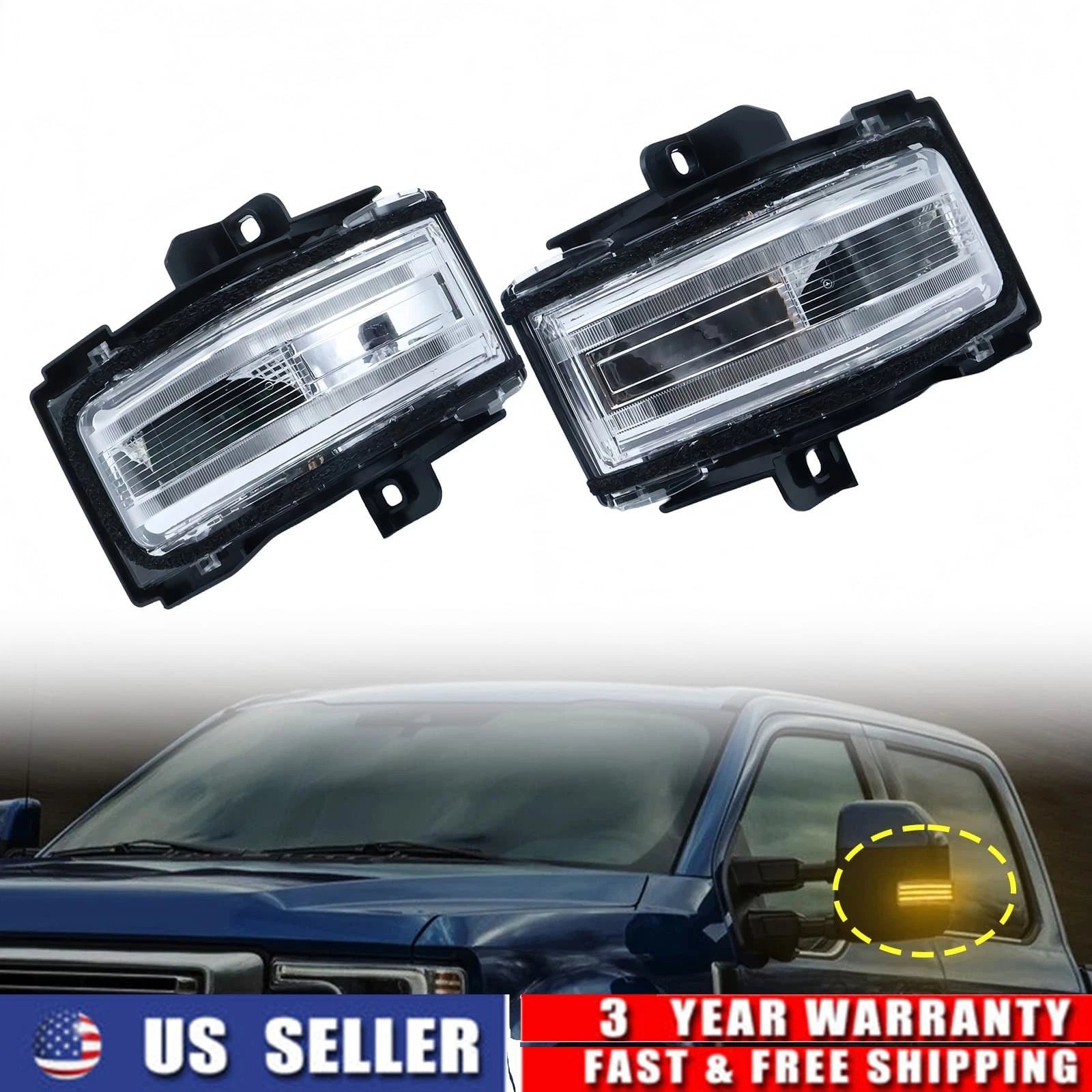 2X HC3Z-13B374-A LED Side Mirror Light for Ford F-250 F-350 F-450 (2017–2026)
