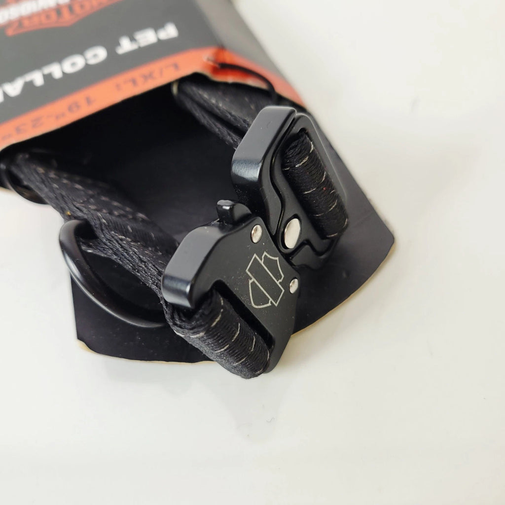 Large Black Nylon Dog Pet Collar for Harley-Davidson (MPC001-08-L)