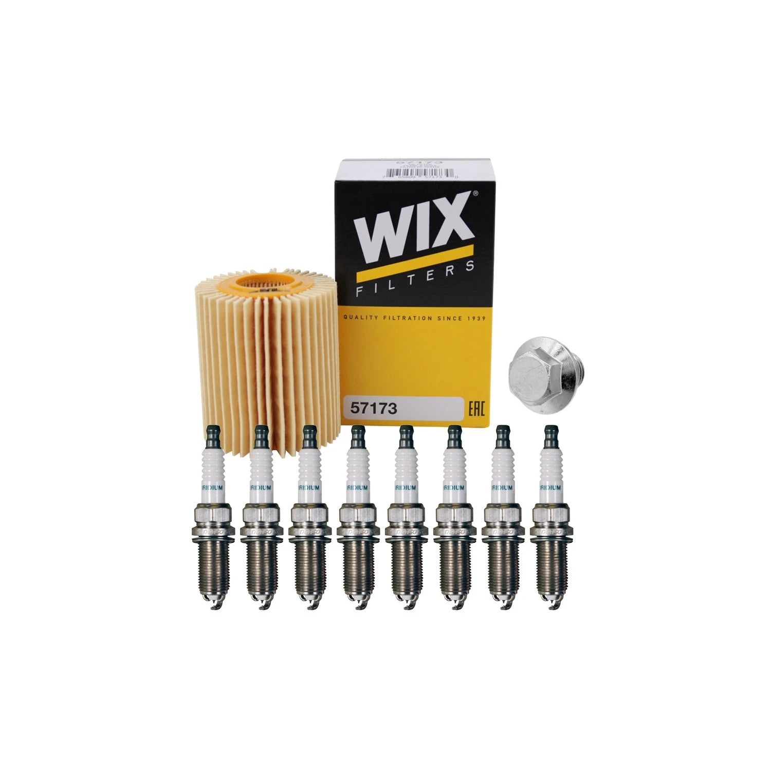Wix Engine Oil Filter & Denso 8 Iridium LL Spark Plugs for GS460 LS460 (2007–2017)
