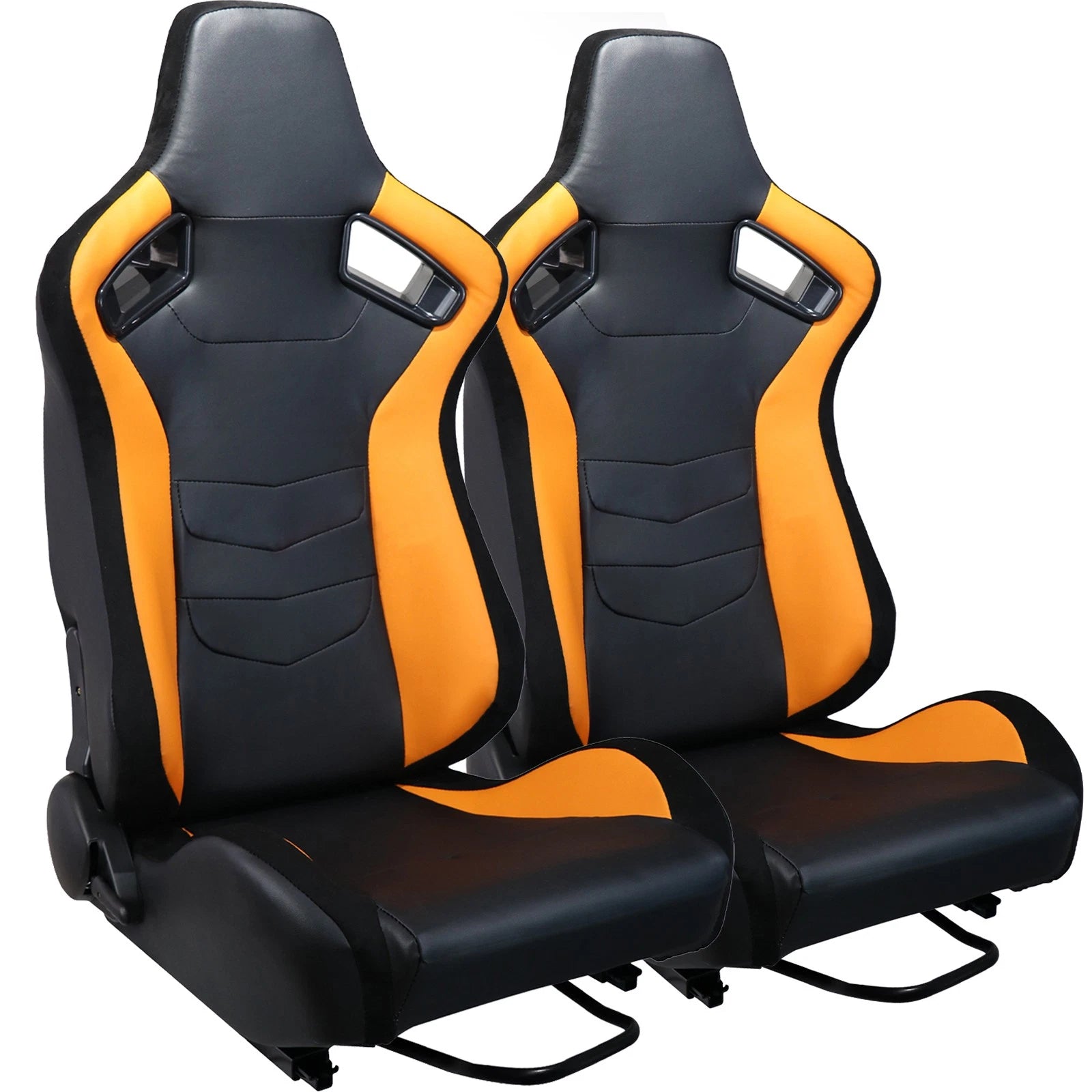 1 Pair Reclinable Racing Seats for Universal Fit (Classic Black PVC)