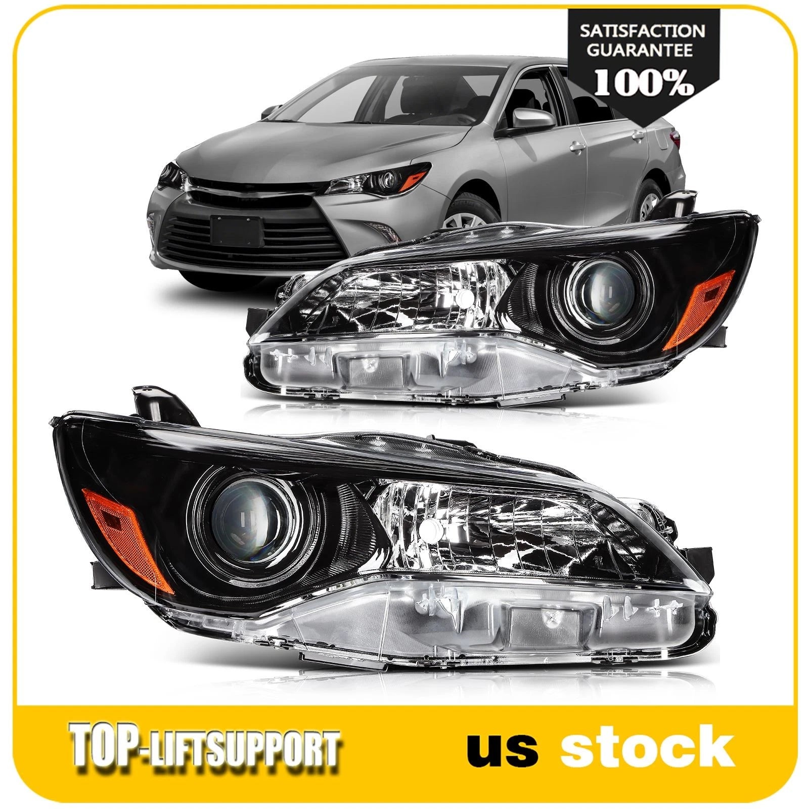 2X Headlight Assembly with Projector for Toyota Camry (2015–2017)