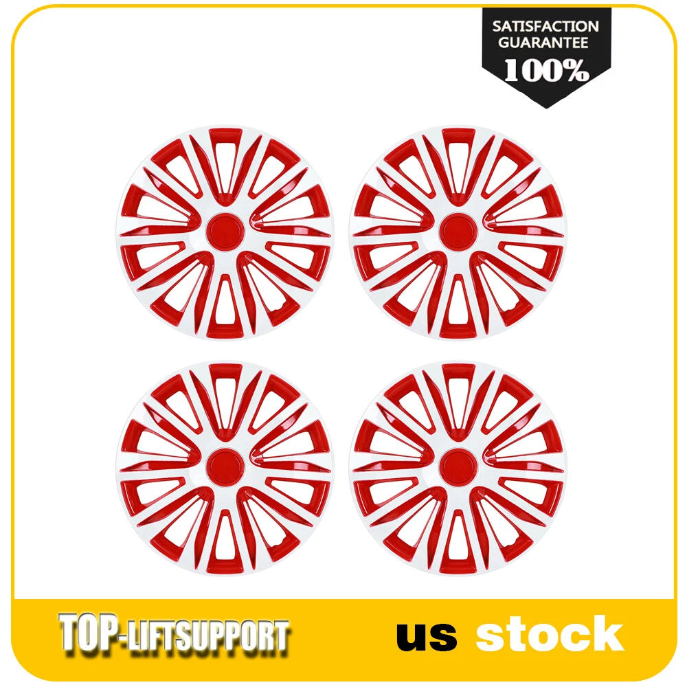 Set of 4 Wheel Hub Caps for 17" Rims - Red & White