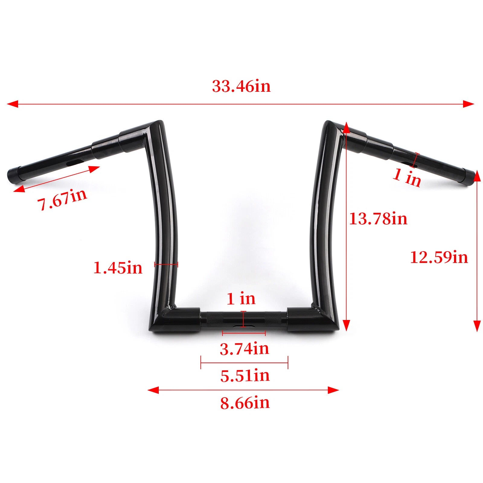 Gloss Black 14" Rise Ape Hanger Handlebar for Harley