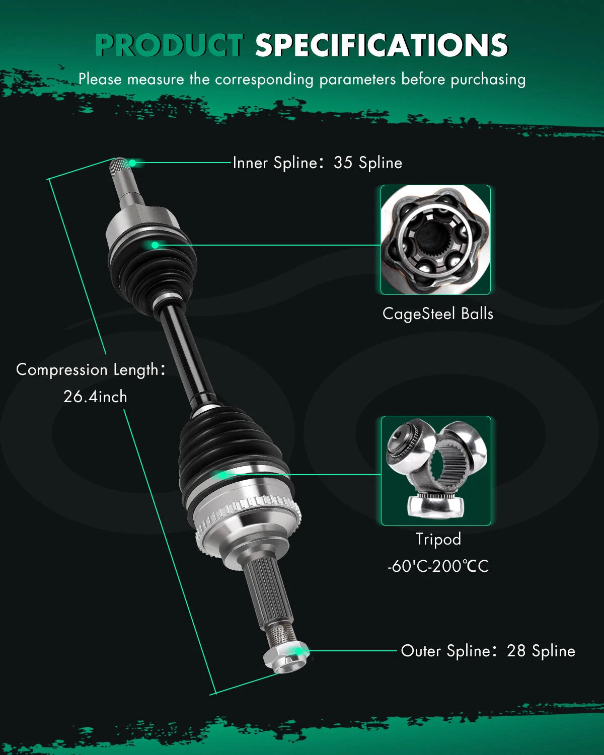 Front Left CV Axle for Ford Escape Mercury Mariner (2001–2008)