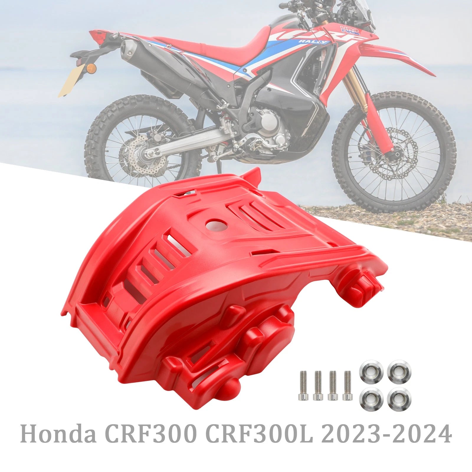 Skid Plate Engine Guard for Honda CRF300 CRF300L (2023–2024) Red