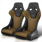 2Pcs Fixed Back Racing Bucket Seats for Universal Fit (Gold)