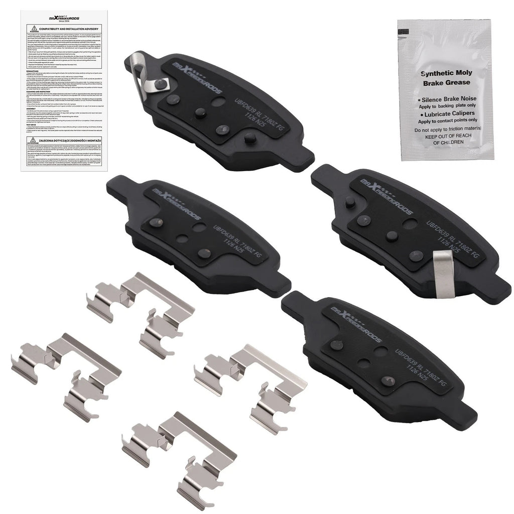 4PCS Rear Ceramic Brake Pads for Pontiac G5 G6 Pursuit Saturn Aura Ion (2007–2010)