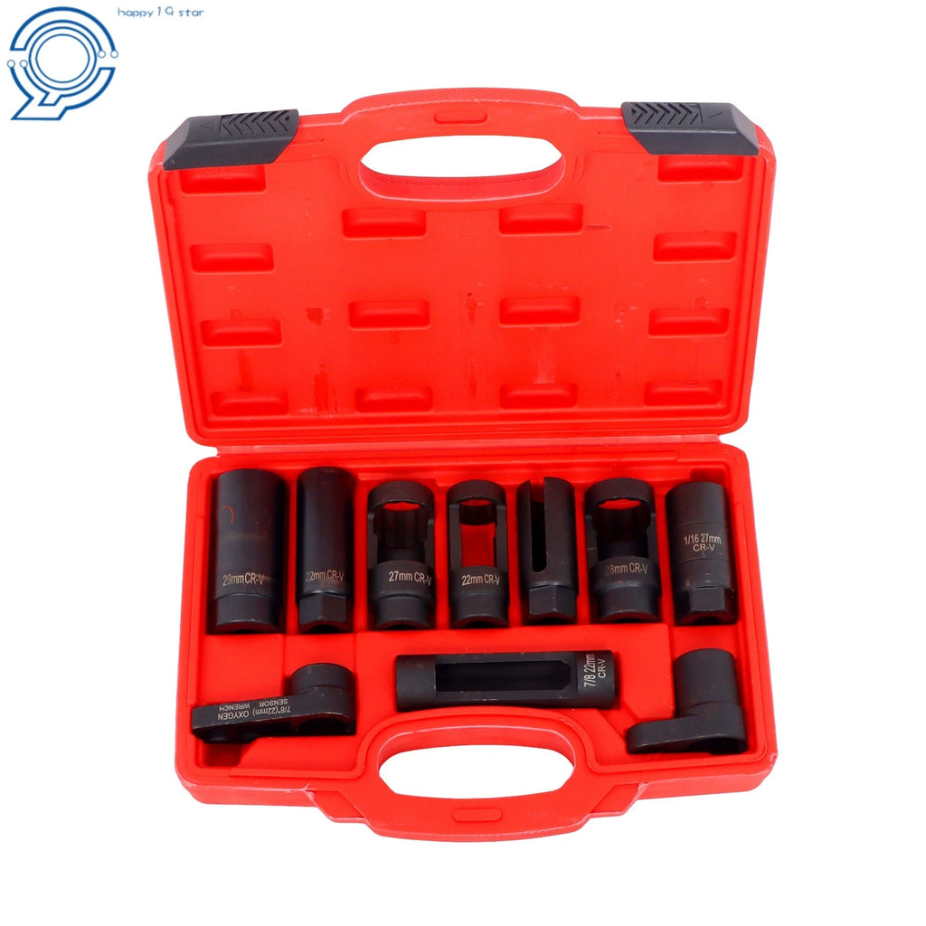 Set of 10 O2 Oxygen Sensor and Oil Pressure Socket Tools for Automotive Repair