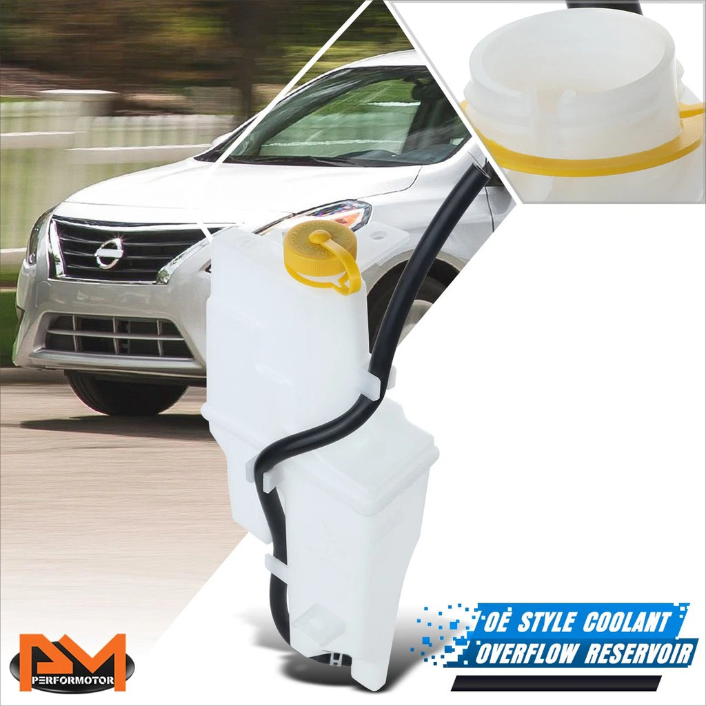 Coolant Fluid Reservoir Overflow Tank Bottle + Cap for Nissan Versa (2012–2019)