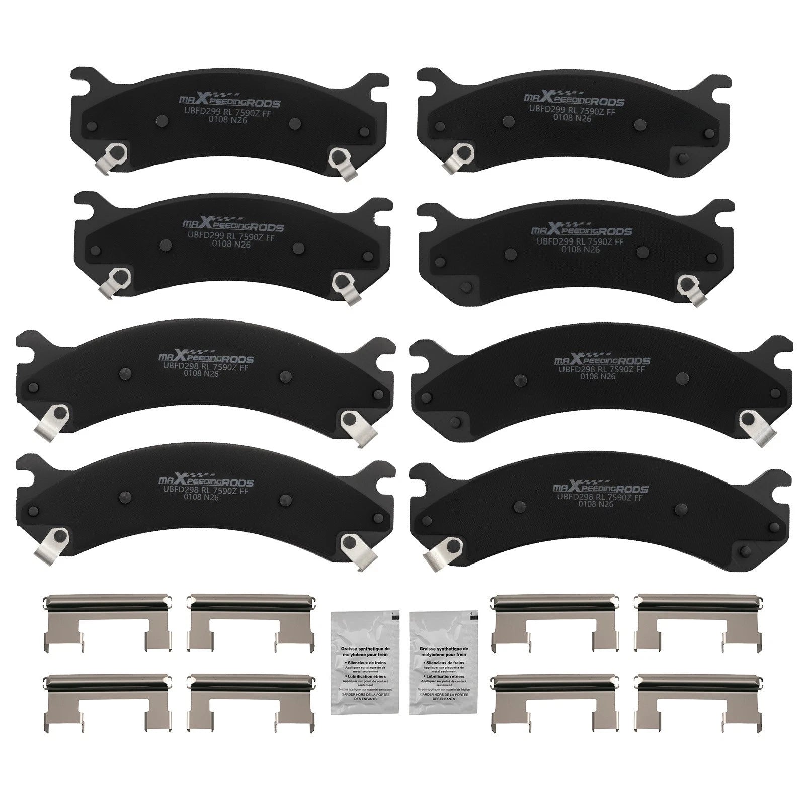 8pcs Ceramic Brake Pads Kit for Hummer H2 (2003–2009) GMC Sierra Yukon