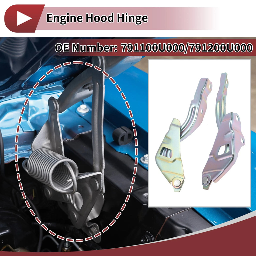 Hood Hinges for Hyundai Accent (2012–2017) No. 791100U000 1 Pair